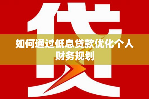 云梦如何通过低息贷款优化个人财务规划